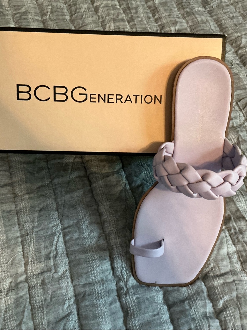BCBGeneration Lilac Braided Toe-Ring Slide